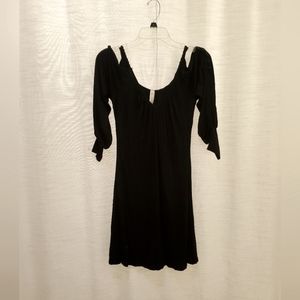 S Twelve Black Mini Cocktail Dress with Cutout Shoulders